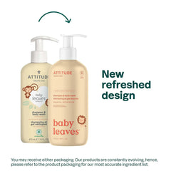 ATTITUDE Baby 2-in-1 Shampoo & Body Wash, EWG Verified, Dermatologically Tested, Vegan, Pear Nectar Scent, 16 Fl Oz