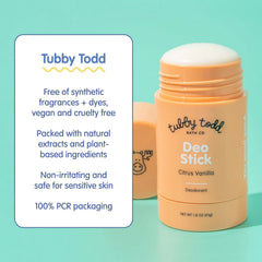 Tubby Todd Deo Stick, Kids Deodorant for Sensitive Skin