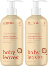 ATTITUDE 2-in-1 Shampoo and Body Wash for Baby, EWG Verified, Dermatologically Tested, Vegan, Pear Nectar, 16 Fl Oz, (Pack of 2)