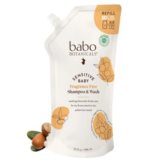 Babo Botanicals Sensitive Baby Fragrance-Free 2-in-1 Shampoo & Wash - Shea Butter, Calendula & Aloe Vera - EWG Verified - Cruelty-Free - Vegan - Pediatrician Tested - For Babies & Kids