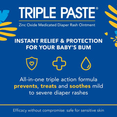 Triple Paste Diaper Rash Cream, Zinc Oxide Baby Ointment, 8 oz