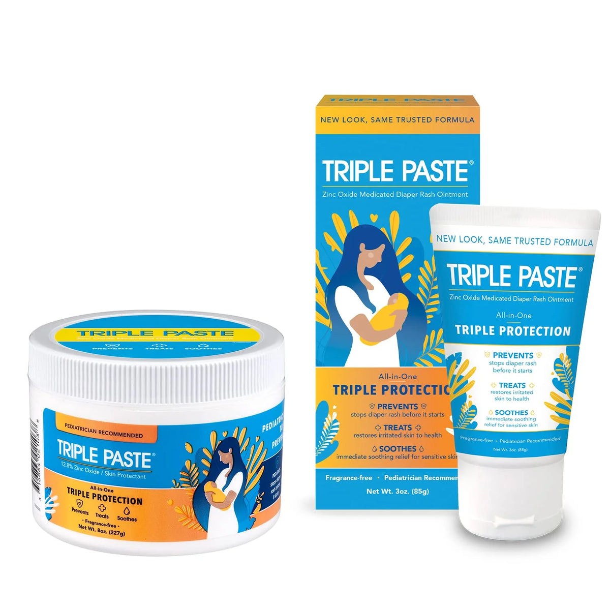 Triple Paste Diaper Rash Cream Bundle, 8 oz Tub & 3 oz Tube