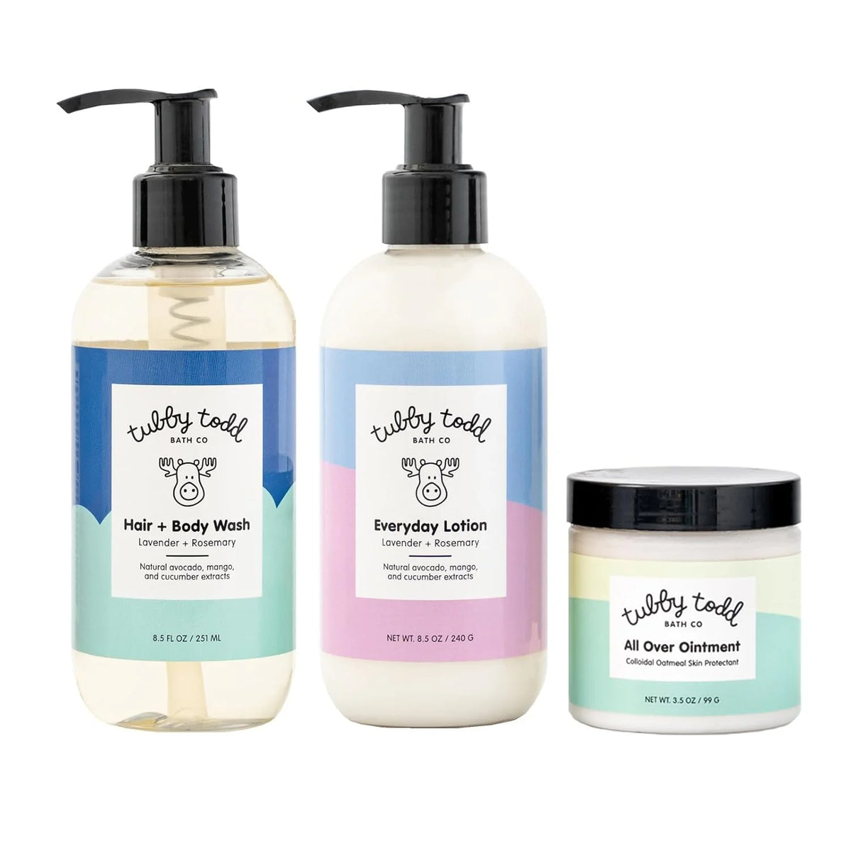 TUBBY TODD 3-Step Baby Bath and Skincare Routine, The Regulars Bundle